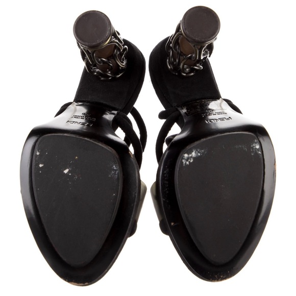 Fendi Black Suede Sculptural Platform Sandals - Size 6 - Picture 5 of 5